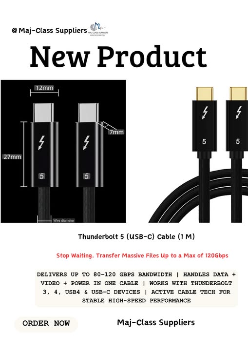 Thunderbolt 5 (USB‑C) Cable (1 m)