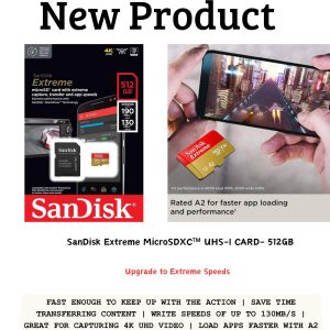 SanDisk Extreme 512GB microSDXC high-speed memory card for smartphones, cameras, and drones in Zambia