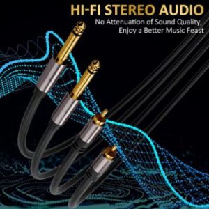 2 RCA to Dual Jack 6.35mm Mono Male Audio Cable 3M for mixer, amplifier and speaker connection in Lusaka, Zambia