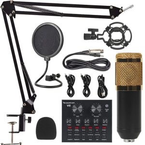 BM800 condenser microphone bundle with V8 audio mixer sound card for recording podcasting streaming and voiceovers in Lusaka Zambia