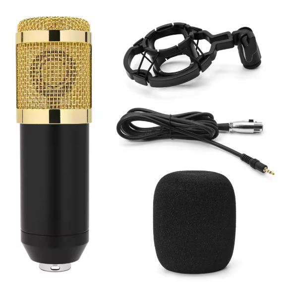 BM800 condenser microphone kit with cable foam cap and shock mount for recording podcasting and streaming in Lusaka Zambia