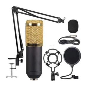 BM800 studio condenser microphone complete set with microphone cable foam cap and shock mount for recording podcasting and streaming in Lusaka Zambia