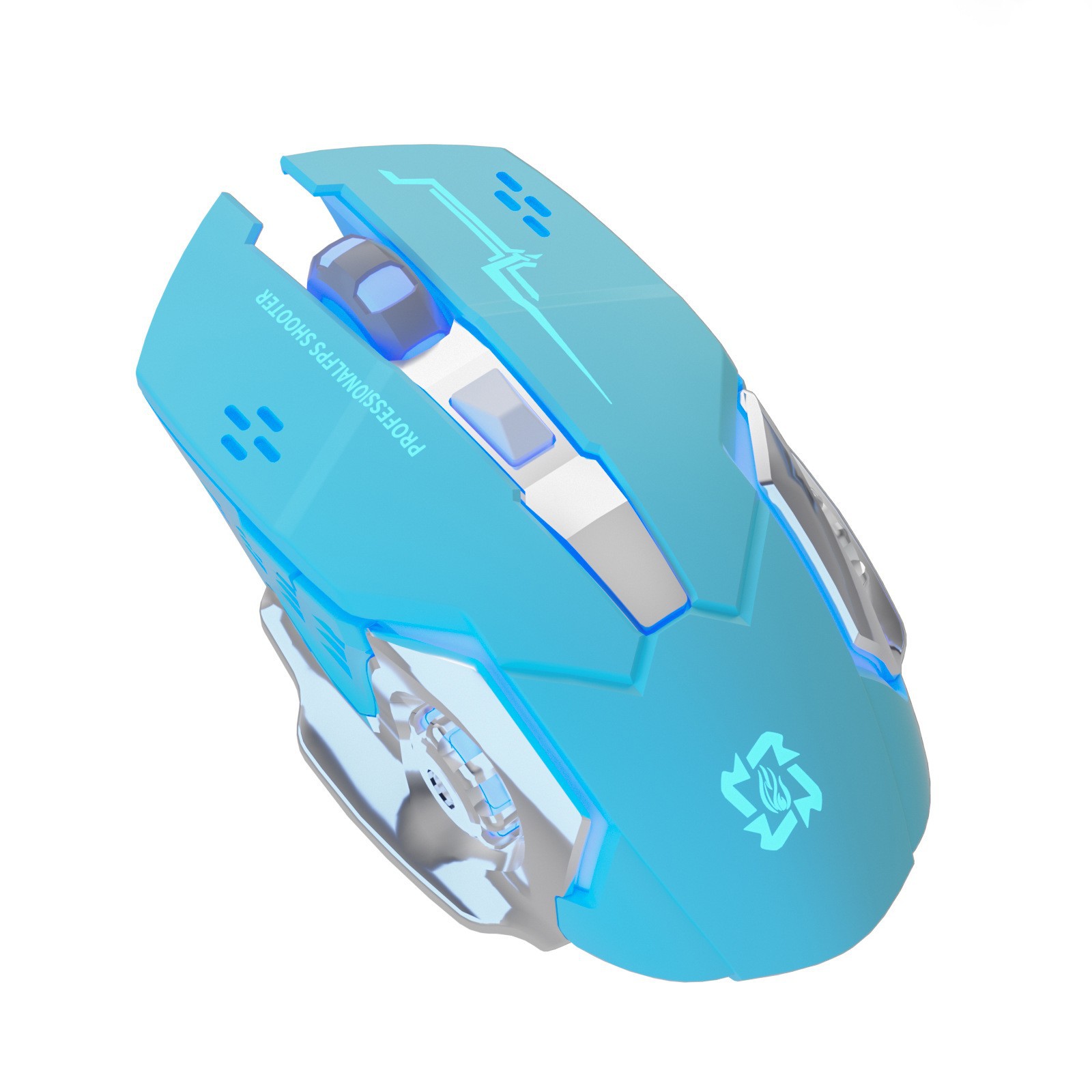 Professional FPS shooter wireless rechargeable gaming mouse with auto-interchanging RGB LED lighting for gaming performance