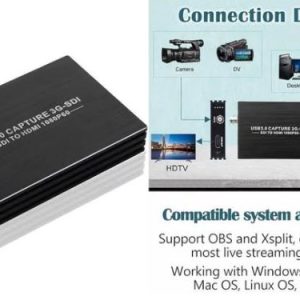 SDI capture card USB 3.0 with HDMI loop out supporting 1080P 60FPS video capture for live streaming, recording, and broadcasting in Lusaka, Zambia