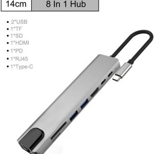 Type-C USB C Docking Station 8-in-1 with HDMI 4K, USB 3.0, RJ45 Ethernet, SD TF Card Reader and 87W PD in Lusaka Zambia