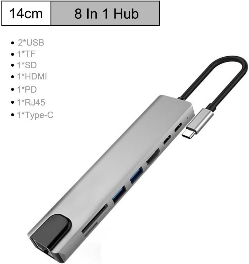 Type-C USB C Docking Station 8-in-1 with HDMI 4K, USB 3.0, RJ45 Ethernet, SD TF Card Reader and 87W PD in Lusaka Zambia