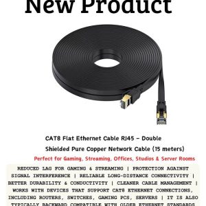 CAT8 flat Ethernet cable RJ45 15 meter double shielded pure copper network cable in Lusaka Zambia