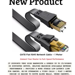 CAT8 flat RJ45 Ethernet cable 1 meter double shielded pure copper network cable in Lusaka Zambia
