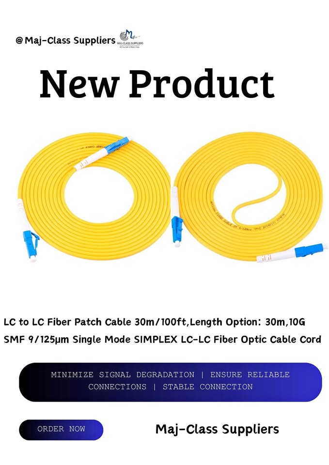 LC to LC single mode fiber patch cable 30m 10G SMF 9/125μm simplex installed for high-speed network connection in Lusaka Zambia