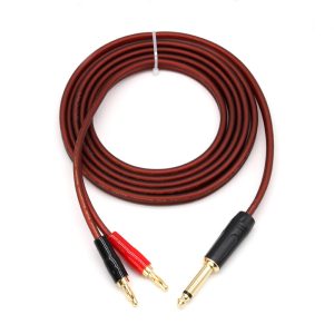 6.35mm TS to banana plug speaker cable for amplifier and speaker connection